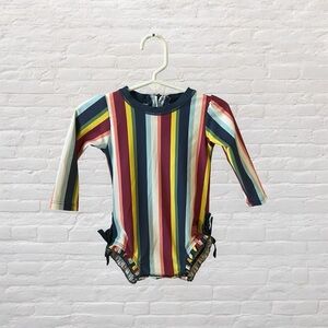 Ruffle Butts // Sunset Stripes Rashguard Swim Suit